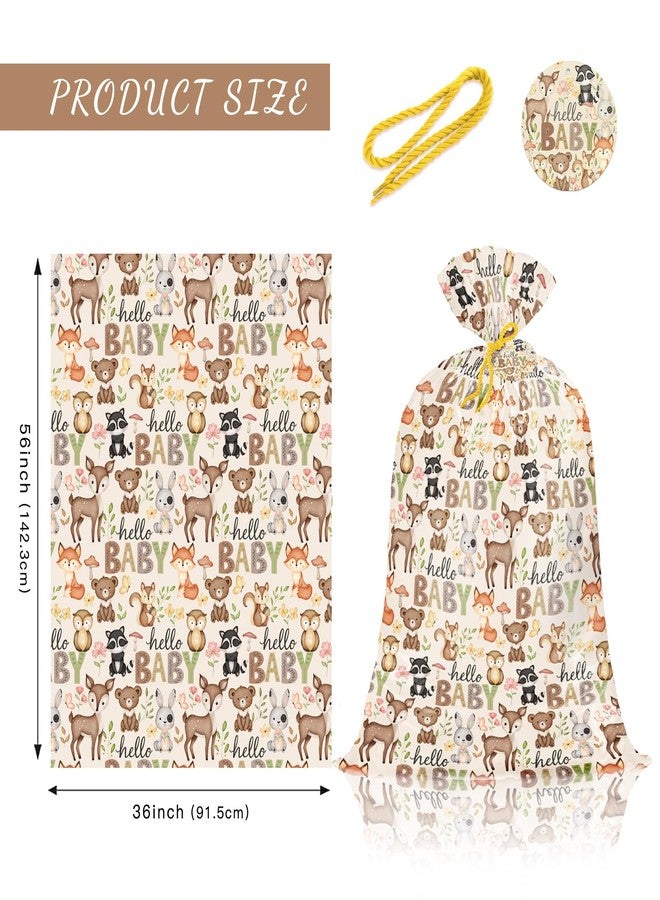 WRAPAHOLIC 56" Large Baby Shower Plastic Gift Bag - Little Woodland Animal Jumbo Bike Bag Gift Wrap for Baby Shower, Kids Birthdays, Parties, Celebrating, or Any Occasion - 56" H x 36" W - Image 2